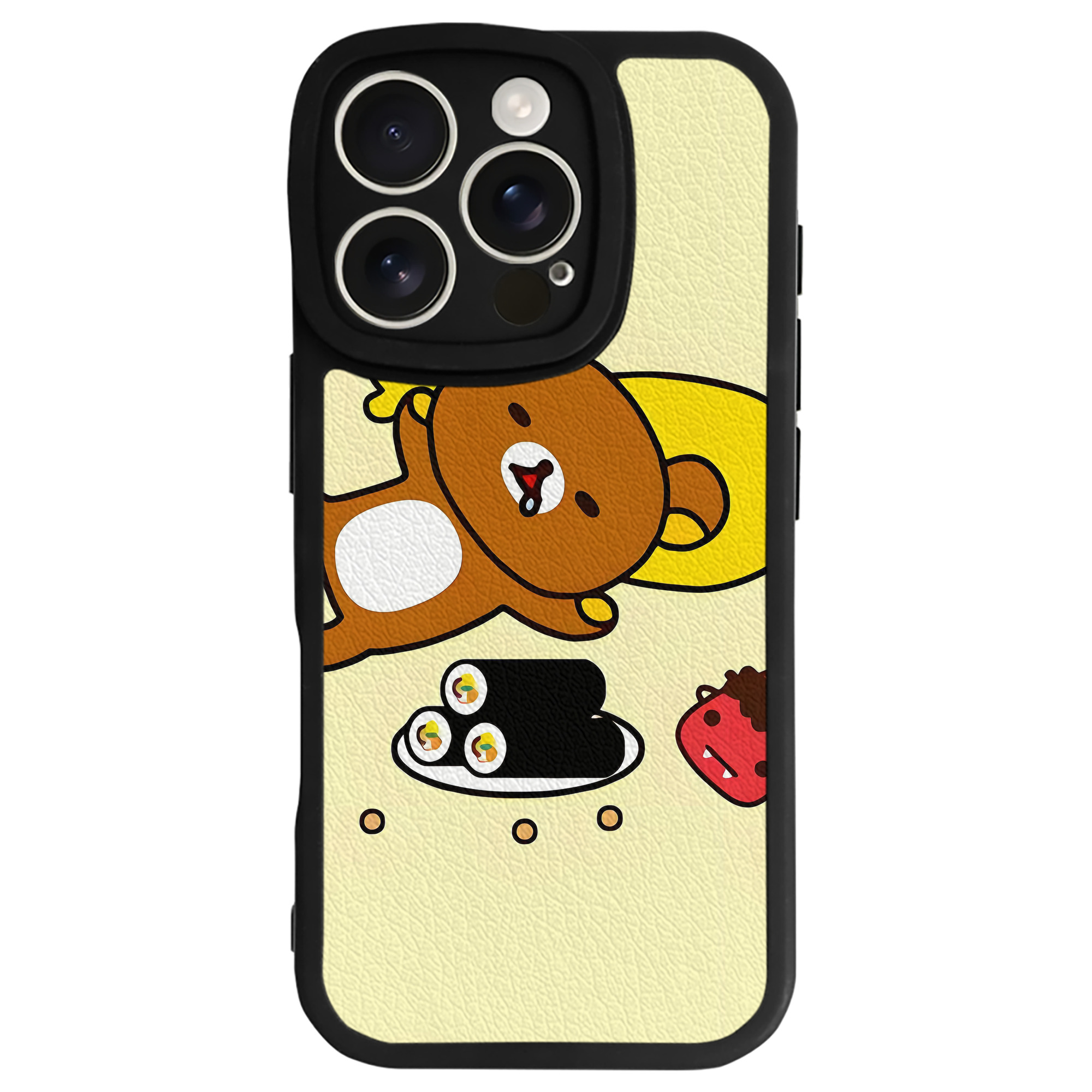 （画像用） リラックマ リラックマ キイロイトリ Rilakkuma Korilakkuma Kiiroitori 【iPhone 16シリーズ対応】シリコンスマホケース（レザー調） 材質：シリコン